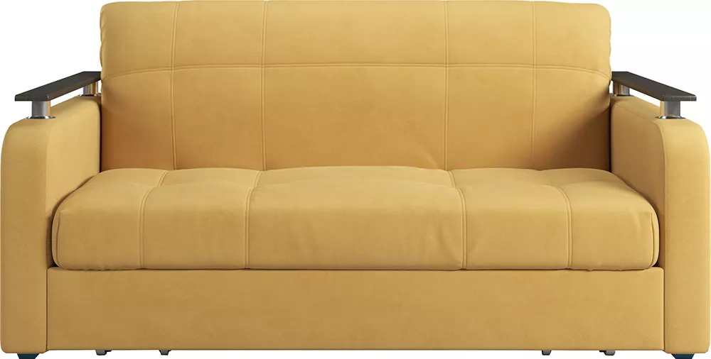 Выкатной диван с ортопедическим матрасом Ромул Плюш Мастард
