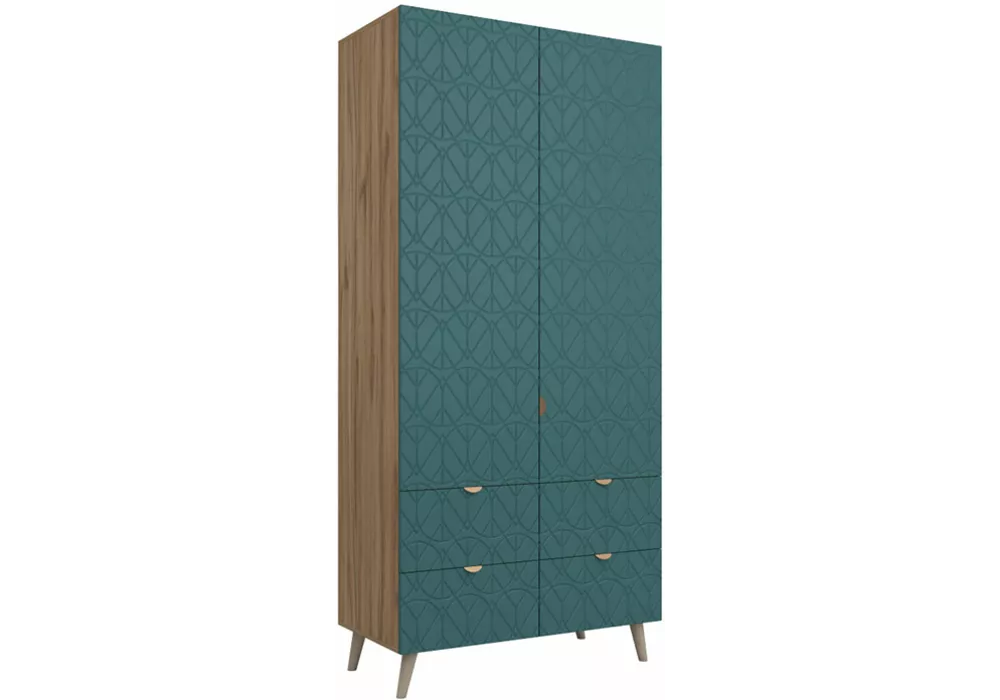 Зеленый шкаф распашной Йорк-4 Дизайн-1
