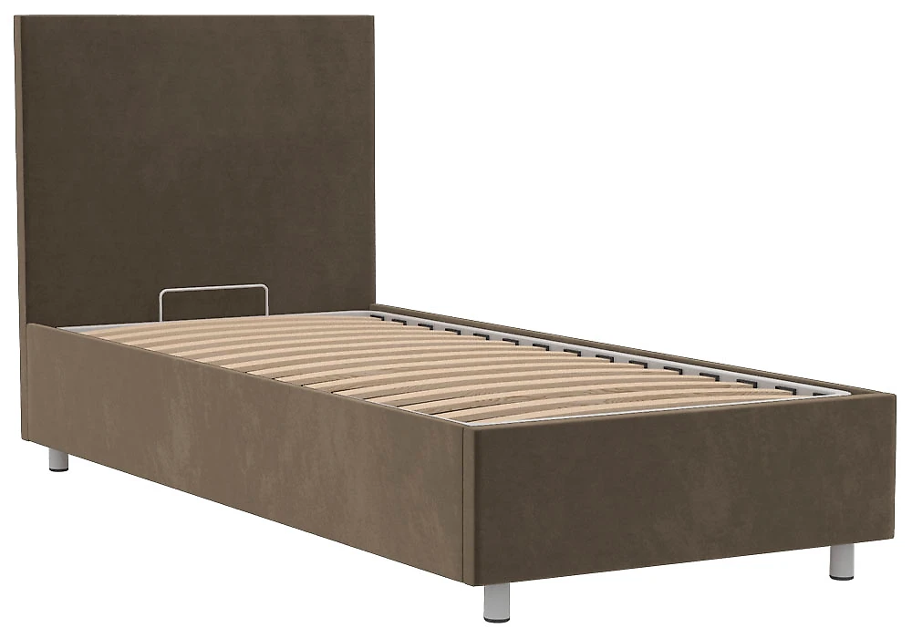 Двуспальная кровать Белла 90х200 с бельевым ящиком Плюш Шоколад
