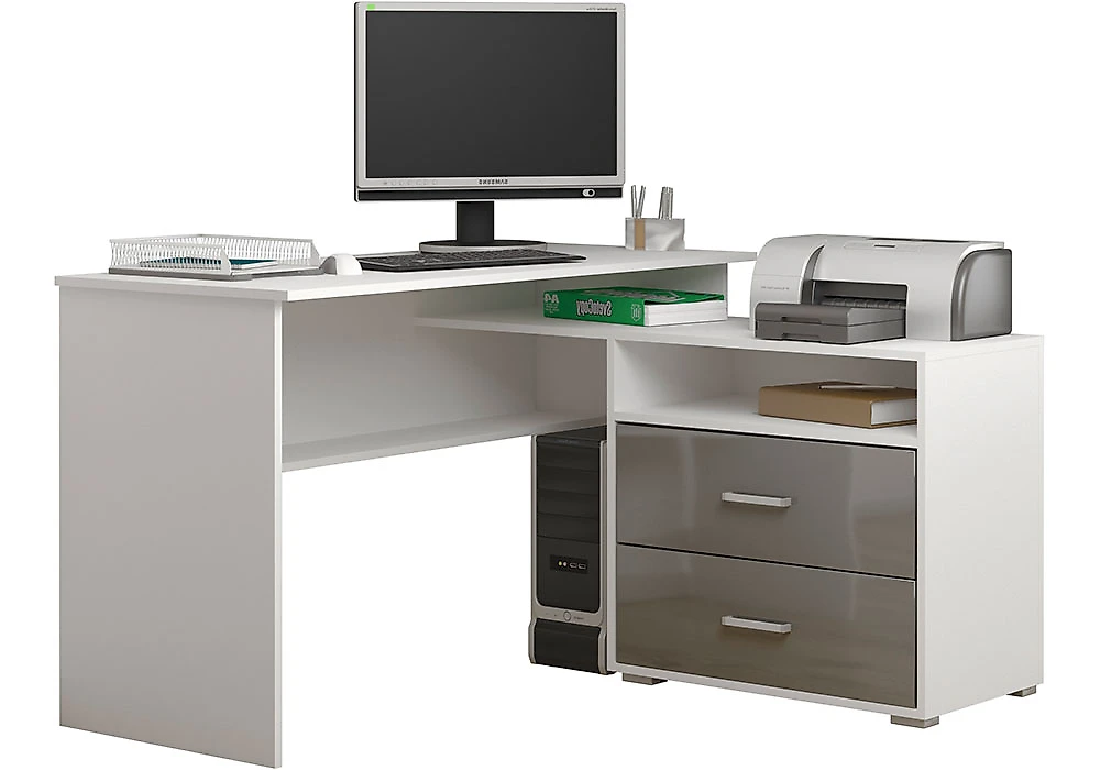 Компьютерный стол с полками и ящиками СПУ-12 МДФ Дизайн-1