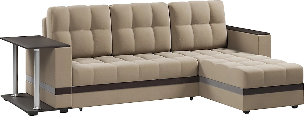 Угловой диван с механизмом книжка Атланта Классик Беж со столиком