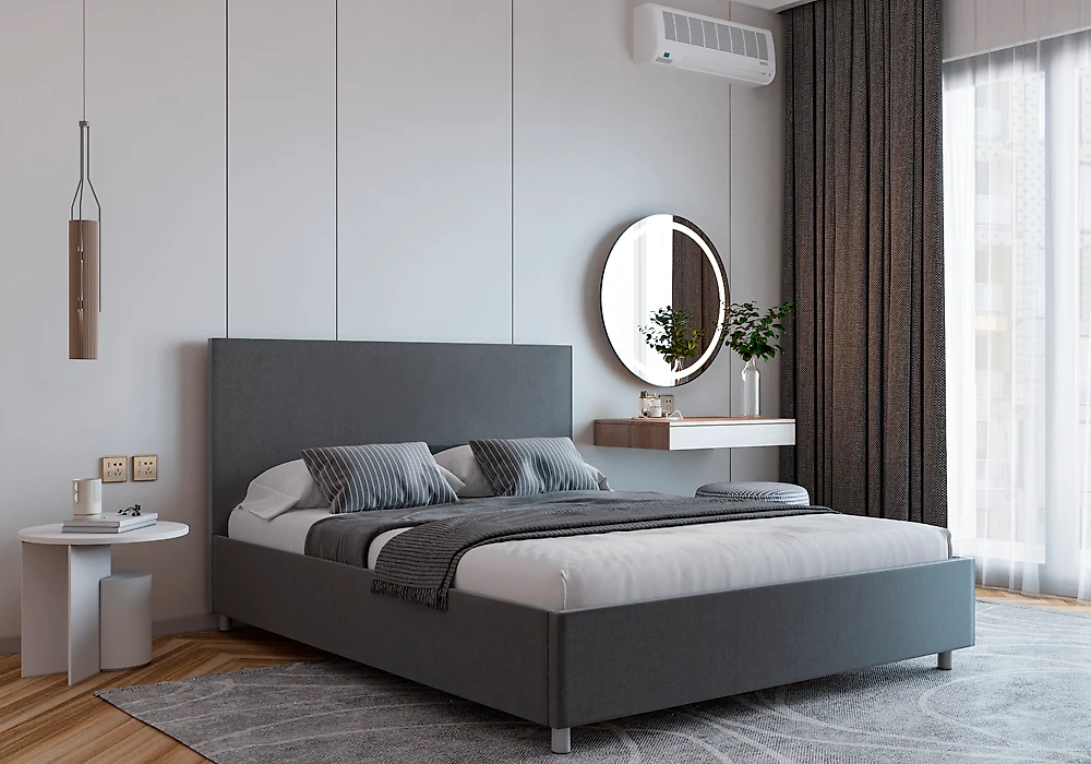 Кровать в современном стиле Белла 160х200 с ламелями Плюш Лайт Грей