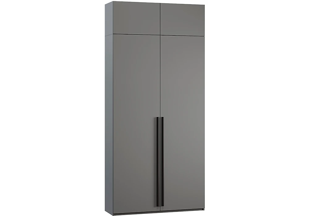 Шкаф серого цвета  Лорэна-2 с антресолью Дизайн-3