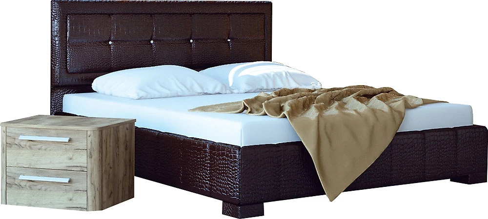 Двуспальная кровать с подъемным механизмом 228 Коричневая
