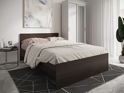 Двуспальная кровать с матрасом в комплекте Николь Венге-160 с матрасом