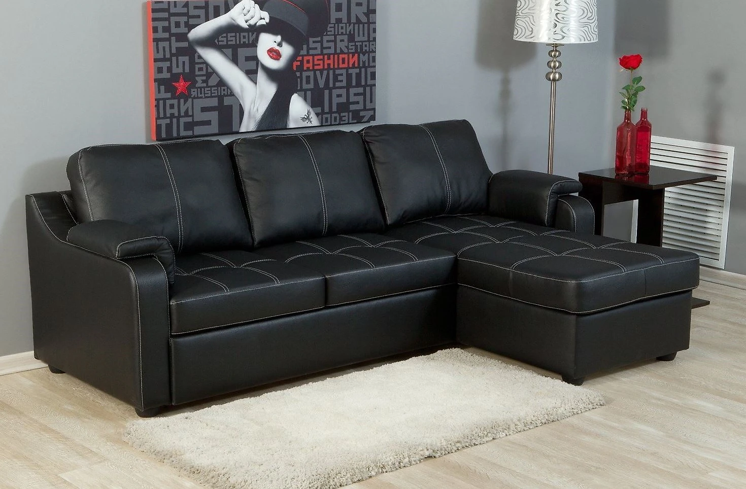 Угловой диван из экокожи Берета Дизайн 1 кожаный