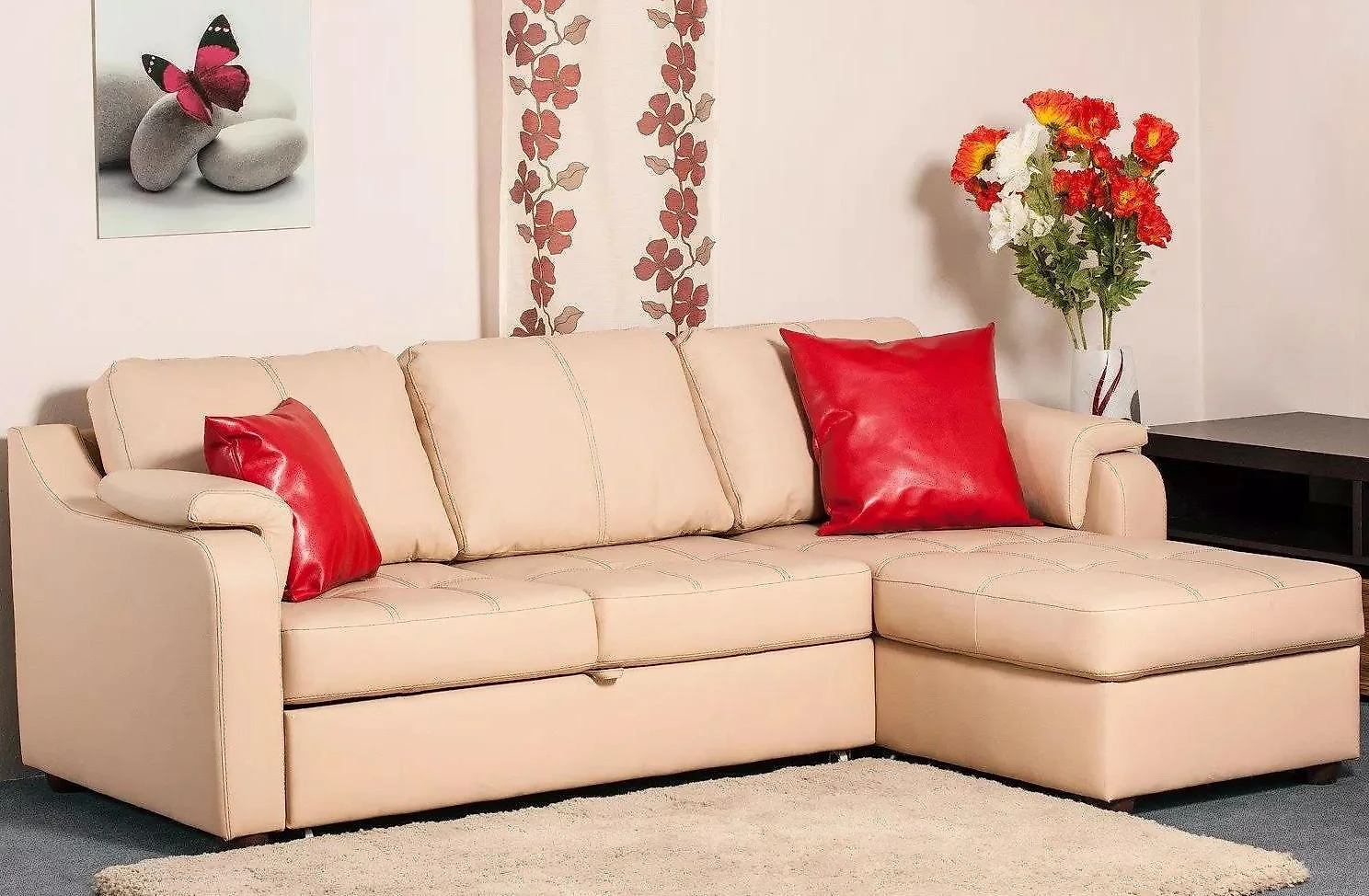 Угловой диван из экокожи Берета Дизайн 2 кожаный