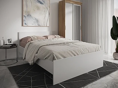 Кровать в современном стиле Николь Вайт-160 с матрасом