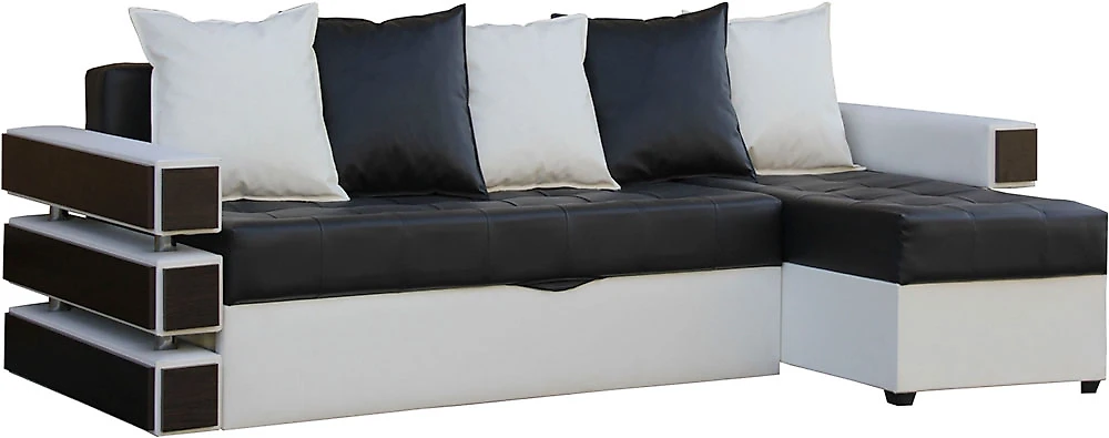 Угловой диван из экокожи Венеция Блэк