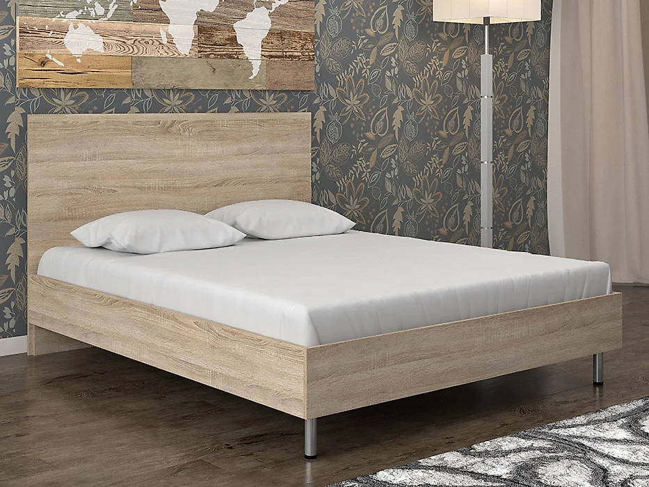 Двуспальная кровать молочный дуб Луиза-3 Л Дизайн-2